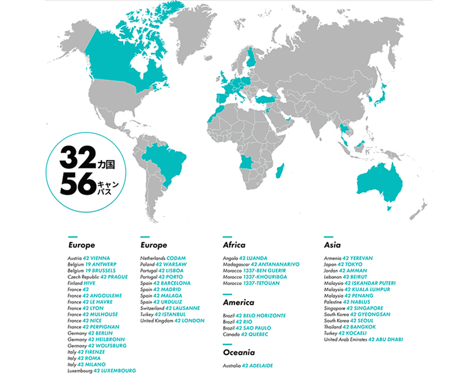 海外の42キャンパスに留学して
最新技術を学び尽くせる
